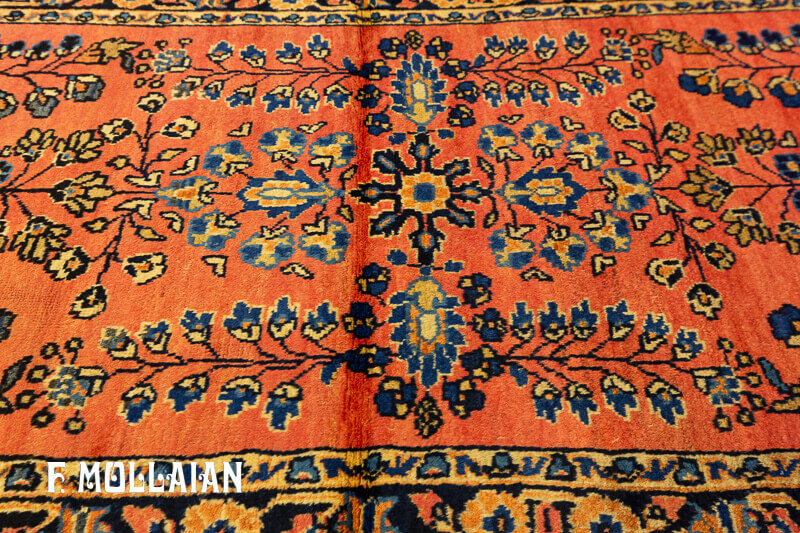 قالیچه کوچک زمینه صورتی آنتیک ایرانی ساروق کد:۳۹۰۷۲۰۵۱